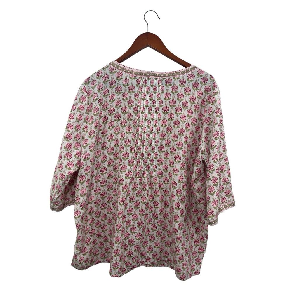 Ella Simone Floral Pajamas Set 1x Moroccan Rose Capri Women’s Cotton Pink Green - Picture 9 of 12